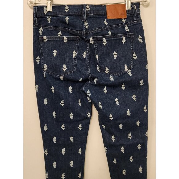 J Crew High-Rise Toothpick Jeans Womens Blue Floral Print 29W X 27L EUC - Picture 5 of 16